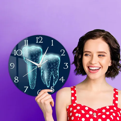 Miniatura 9 de Reloj de pared dental para oficina, relojes de dientes de 12 pulgadas, con batería, silencioso, sin garrapatas, reloj de pared para oficina dental