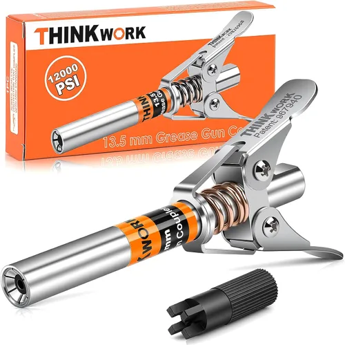 Miniatura 11 de THINKWORK Juego de acoplador de pistola engrasadora, acopladores de pistola engrasadora con bloqueo fuerte con adaptador de acoplador de grasa