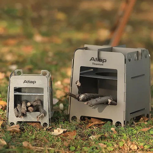 Miniatura 7 de Estufa de leña plegable de titanio Estufa de camping para mochileros Estufa portátil de alcohol para acampar al aire libre Picnic