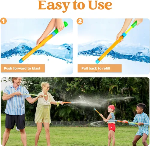 Miniatura 2 de Sloosh 24 pistolas de agua para niños, para verano, piscina, playa, arena, actividades acuáticas al aire libre, juguetes de lucha, 16.5 pulgadas