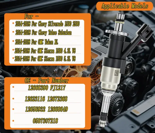 Miniatura 2 de Juego de 8 piezas de inyectores de combustible OEM FJ1217 12668390 2014-2018 de reemplazo para Chevrolet Chevy Silverado 1500 2500 Tahoe Suburban