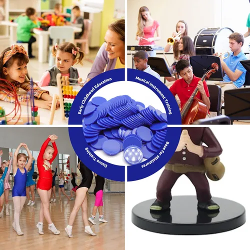 Miniatura 4 de juego de 100 fichas de aprendizaje de plástico opaco, mini fichas de póquer, fichas de juego con caja de almacenamiento (Azul, 2,54 cm)