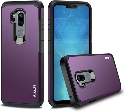 Miniatura 8 de J&D Funda protectora resistente de doble capa híbrida a prueba de golpes para LG G7 ThinQ, funda protectora resistente, color negro