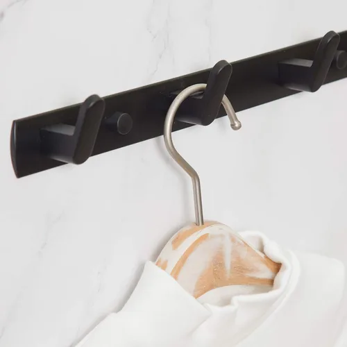 Miniatura 3 de 4 ganchos de pared negro mate para toallas de baño, de acero inoxidable, resistente, para colgar abrigos, percheros decorativos para colgar