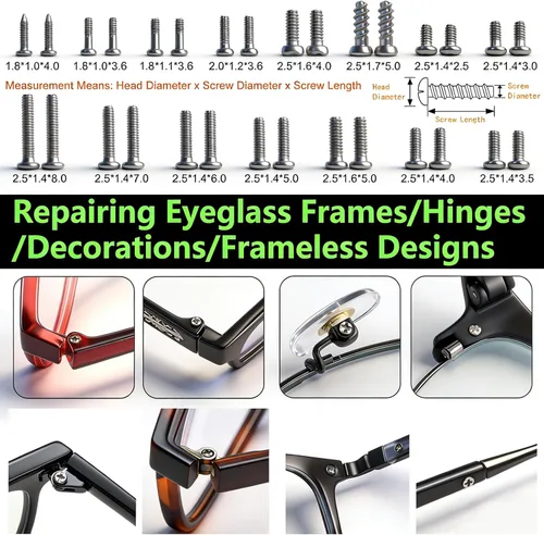 Miniatura 3 de Kit de reparación de lentes con tornillos, kit de reparación de lentes todo en uno con destornillador de precisión, pinzas, paño de limpieza