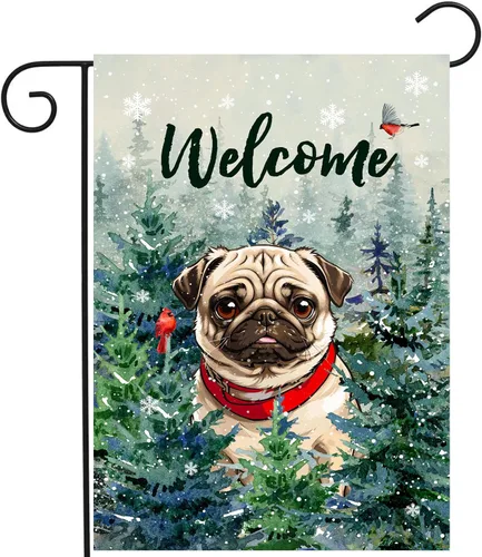 Miniatura 45 de Bandera de jardín floral Border Collie bandera de patio primavera verano bandera de patio flor perro banderas de jardín para exteriores pequeñas