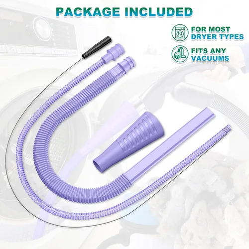 Miniatura 5 de Sealegend 2 Pack Kit de limpiador de ventilación para secadora, accesorio de manguera de aspiradora, kit de limpiador de pelusa para secadora, Morado