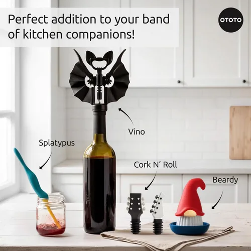 Miniatura 8 de OTOTO Juego de 2 tapones de vino – Tapón para botella de vino bajo y guitarra, divertidos corchos de vino, accesorios de vino, tapón de champán