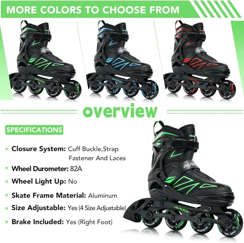 Miniatura 6 de PAPAISON Patines en línea para niños de 5 a 8 años, 8 a 12 años, tamaño ajustable, patines con cuchillas para principiantes para niños y jóvenes