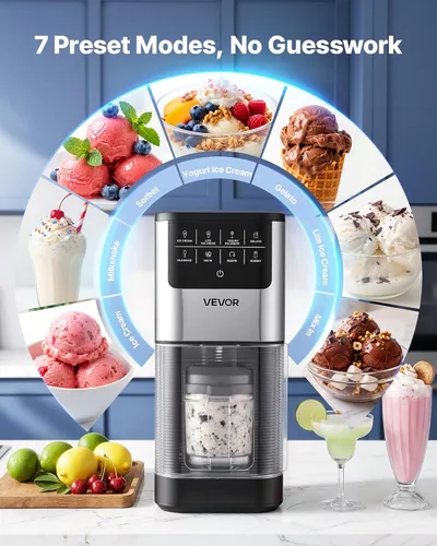 Miniatura 2 de VEVOR Ice Cream Maker, 7-in-1 Frozen Treat Maker for Gelato, Sorbet, Milkshake, Frozen Yogurt & Lite Ice Cream, Homemade Ice-Cream Machine with