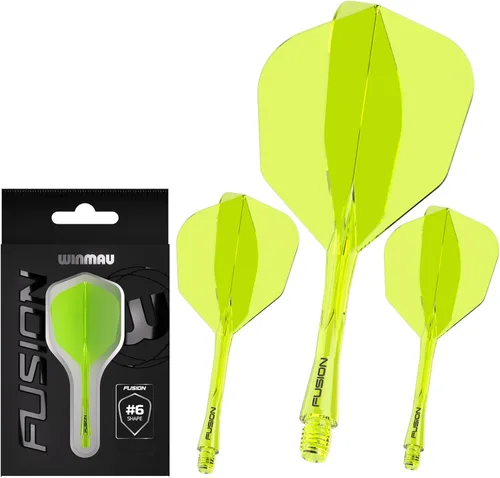 Miniatura 14 de Winmau Darts Fusion Sistema Integrado de Vuelo y Eje - Forma y Diseño No.6 - Disponible en Corto, Intermedio y Mediano - Negro, Amarillo y Rojo