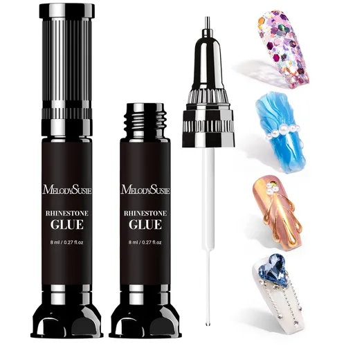 Miniatura 14 de MelodySusie Juego de Pegamento de Pedrería para Uñas, Diseño de Arte de Uñas en Gel 3D Pegamento Adhesivo Fuerte para Gemas de Uñas para Dijes Gemas