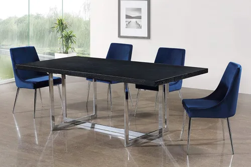 Miniatura 2 de Meridian Furniture Karina Collection Modern - Silla de comedor tapizada de terciopelo contemporánea con patas de metal resistentes, juego de 2, 19.5