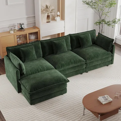 Miniatura 12 de mikibama - Sofá seccional modular, sofá en forma de L de 76.4 pulgadas para sala de estar, sofá cama cómodo tipo nube con otomano móvil, combinación