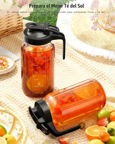 Miniatura 7 de Jarra Mason Jar de 64 onzas – Jarra de vidrio hermética y a prueba de fugas con tapa, perfecta para té helado, té solar, cerveza fría, leche