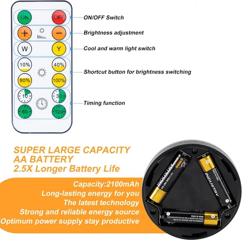 Miniatura 6 de Luces de disco con control remoto, luz LED de disco inalámbrica para cocina, luces bajo gabinete que funcionan con baterías, iluminación regulable