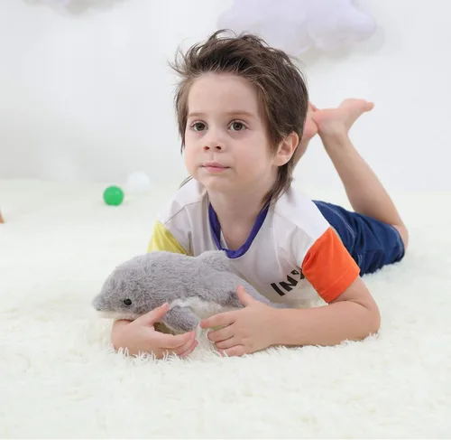Miniatura 4 de Apricot Lamb Juguetes de peluche del océano, delfín gris, animal marino, suave, perfecto para niñas y niños (delfín gris, 12 pulgadas)