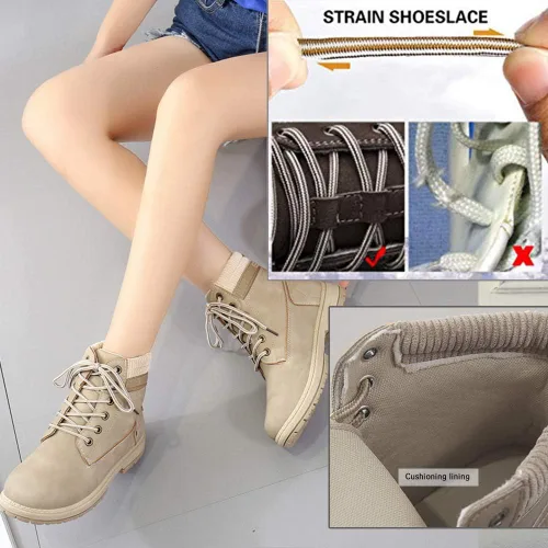 Miniatura 6 de Athlefit - Botines de combate para mujer con cordones y tacón bajo, impermeables
