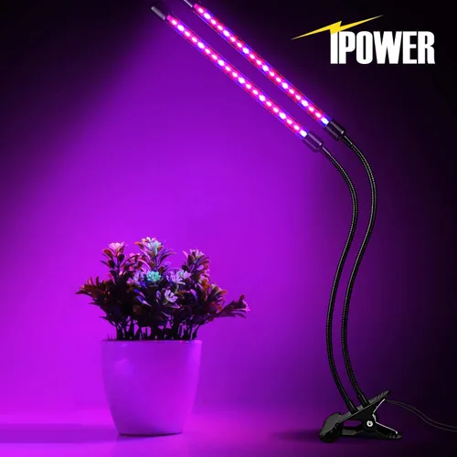 Miniatura 6 de iPower - Lámpara LED de crecimiento con espectro completo para plantas de interior, cuello de cisne ajustable, 2/3 modos de luz y 5/10 niveles rojo
