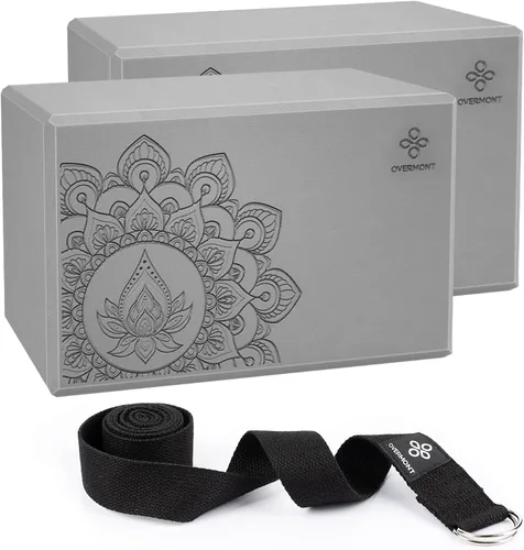 Overmont Yoga Block 2 Pack Supportive Latex-Free EVA Foam Soft Non-Slip Surface for General Fitness Pilates Stretching and Meditation 9"x6"x3" Yoga