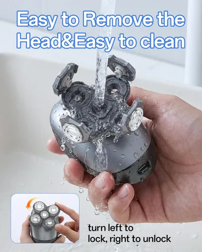 Miniatura 6 de Maquinilla de afeitar eléctrica para hombres, afeitadora eléctrica multifunción 5 en 1 para hombres, afeitadora de cabeza calva impermeable IPX7