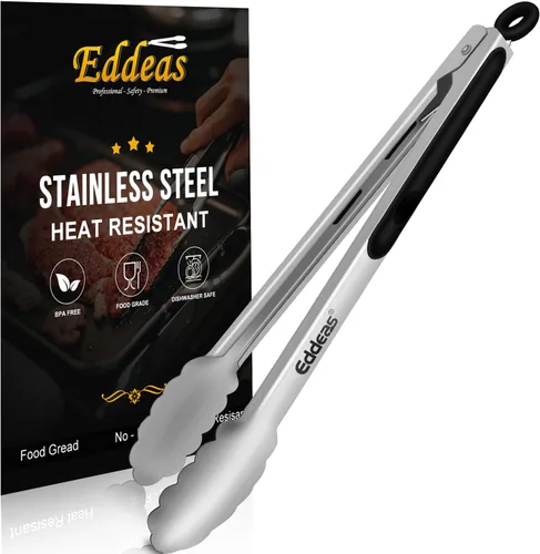 Miniatura 31 de Pinzas para cocinar – Pinzas de cocina de acero inoxidable de 600 grados resistentes al calor, pinzas de bloqueo de metal resistente, perfectas
