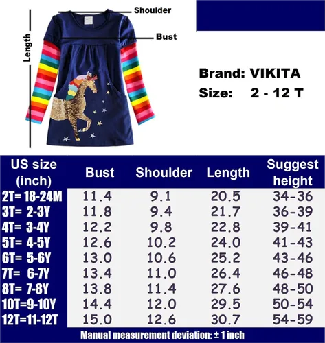 Miniatura 5 de VIKITA Vestidos de invierno para niñas pequeñas, de manga larga, estilo casual para niñas de 2 a 12 años, regalo de Navidad