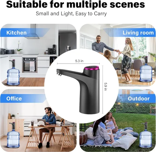 Miniatura 6 de Dispensador de agua de 5 galones - Bomba de agua potable eléctrica automática con carga USB para jarras de 2 a 5 galones Verde