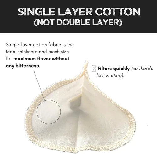 Miniatura 6 de Filtros reutilizables de algodón orgánico para Hario V60 y Origami Style Pourover filtros de café, taza de cerámica, vidrio, gotero de plástico