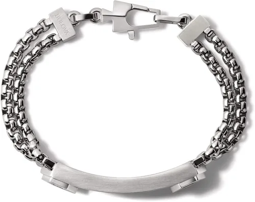 Miniatura 2 de Bulova Men's Precisionist Stainless Steel Double-Chain Link with Knurled Texture ID Plaque Bracelet