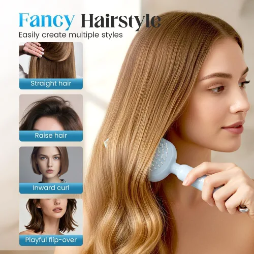 Miniatura 6 de Peine de masaje con cojín retráctil, cepillo para el cabello con cerdas retráctiles, peine retráctil para desenredar, cepillo de pelo autolimpiante