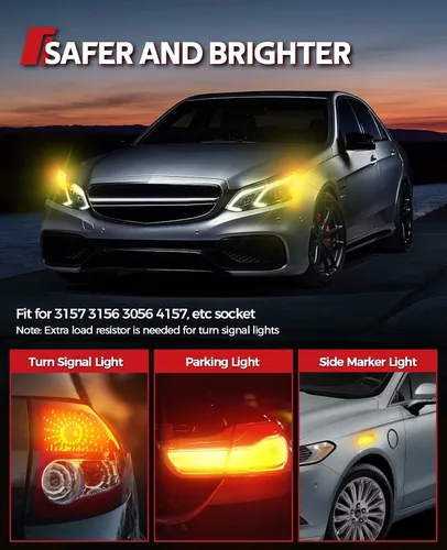 Miniatura 7 de Torchbeam 3157 - Bombillas LED, luces de señal de giro LED amarillas ámbar, 400% más brillantes 3156 3057 3457 4157, bombilla LED con proyector