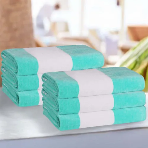 Miniatura 46 de Superior Juego de toallas de playa de algodón de gran tamaño de 4 piezas, toallas absorbentes para baño, playa, piscina, natación, adultos, niños
