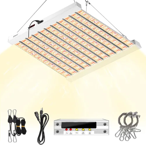 SZHLUX - Luz LED de cultivo de 500W, 4x4/5x5 pies, con temporizador y control de temperatura, lámpara de cultivo de espectro completo con 1056