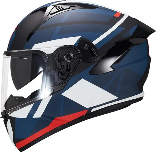 Miniatura 20 de VCOROS Casco integral de doble visera para motocicleta para adultos, Casco de moto de calle y carrera X9 aprobado por DOT con visera negra