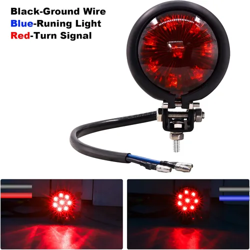 Miniatura 3 de Luz trasera LED para motocicleta, lente ahumada, luz de conducción LED redonda, lámpara de freno para motocross, motocicleta (rojo)