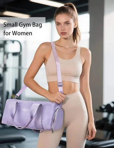 Miniatura 5 de Pequeña bolsa deportiva de gimnasio para mujeres y niñas, bolsa de lona para entrenamiento de fitness, viajes, baile, ballet, natación