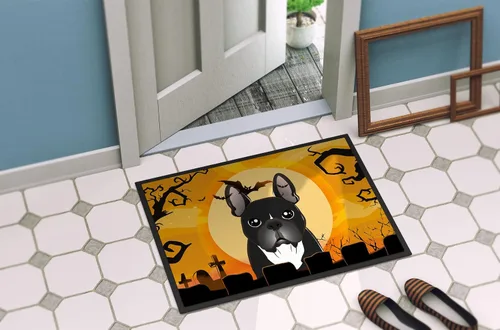 Miniatura 4 de Caroline's Treasures BB1785MAT - Tapete de Halloween con diseño de bulldog francés de 18 x 27 pulgadas, para interiores y exteriores, para entrada