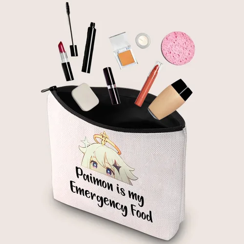 Miniatura 3 de JXGZSO Bolsa de cosméticos inspirada en el anime Paimon is my Emergency Food Traveller Gift Anime Lover Gift, Paimon, Novedad, Diversión, Inspirado
