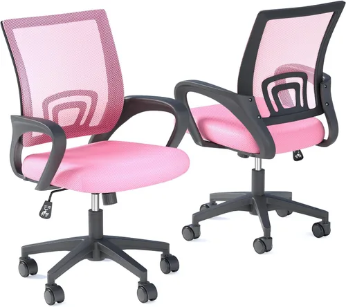 Miniatura 14 de OS MOTOR Silla de oficina en casa, silla de escritorio ergonómica de malla con respaldo medio con soporte lumbar, diseño giratorio ajustable, cómodo