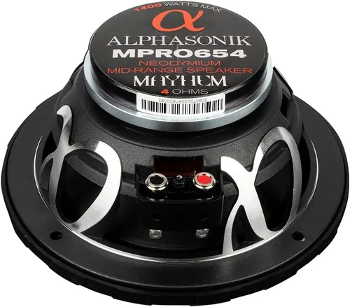 Miniatura 7 de Alphasonik 1 par de MPRO654 Mayhem PRO Series 6.5 pulgadas, 1400 vatios máx. 350 vatios RMS altavoz de audio para coche de rango medio rejilla de 4