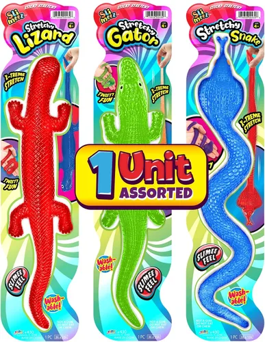 Miniatura 2 de JA-RU Lagarto pegajoso gigante, cocodrilo, serpiente elástica (1 paquete surtido) serpiente de goma falsa para niños. Juguete para aliviar