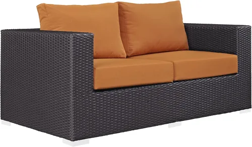 Miniatura 46 de Modway EEI-1911-EXP-ORA Convene - Muebles otomanos cuadrados de tela para patio, muebles de exterior, color naranja espresso Espresso Naranja