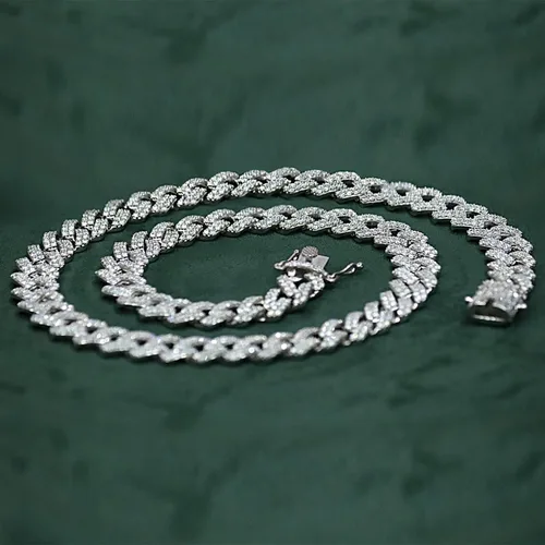 Miniatura 5 de SAVEARTH DIAMONDS Collar de cadena cubana de diamante de moissanita de corte redondo de 20 quilates a 26 qttw con certificado de 0.472 in de ancho