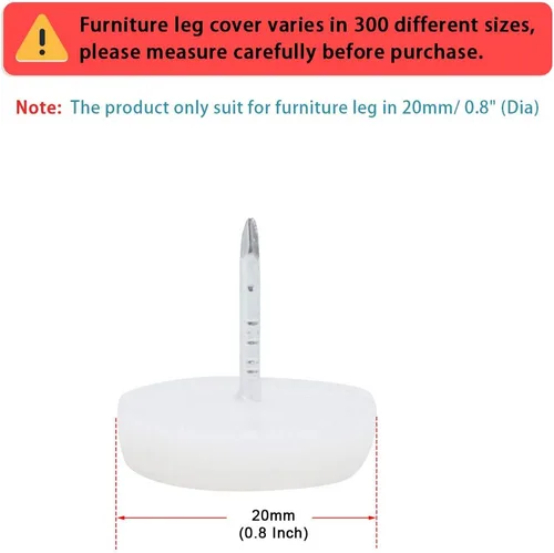 Miniatura 2 de uxcell Base de plástico blanco Protector de piso Muebles Mesa Silla Sofá Pierna Almohadilla de uñas 19 unids