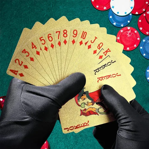 Miniatura 5 de 10 Paquetes de Cartas de Juego - 5 Negras 5 Doradas HD, 54 Cartas de Póquer Estándar de Plástico Impermeable para Fiestas Familiares naipes de oro
