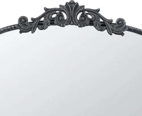 Miniatura 3 de Benjara Kea - Espejo de pared de 36 pulgadas, marco de metal curvado negro, diseño de acento barroco