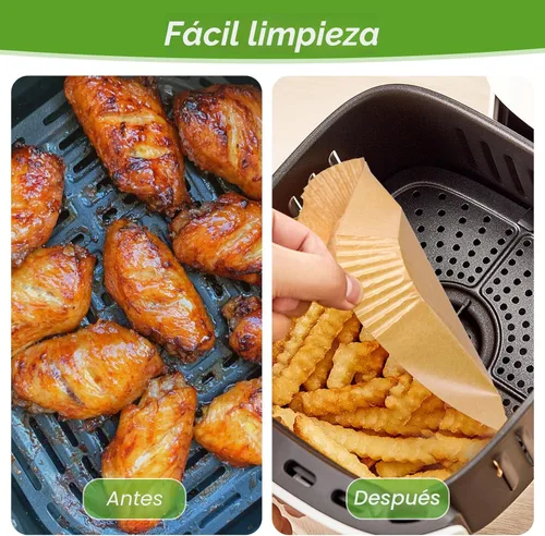 Miniatura 5 de 360 piezas de 16,5 cm de lado forros desechables para freidora de aire, papel de pergamino sin blanquear y resistente para freidora de aire, sin