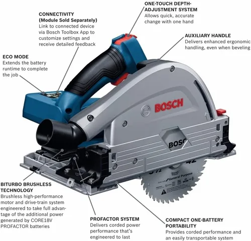 Miniatura 2 de Bosch GKT18V-20GCL PROFACTOR 18V listo para conectar 5-1/2 Pulg. Sierra de calado con acción de inmersión (herramienta desnuda)