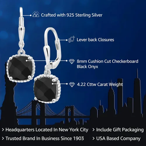 Miniatura 74 de Gem Stone King Aretes colgantes de plata de ley 925 de 0.315 pulgadas para mujer